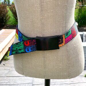 Retro Colourful Cassette Tape BD Buckle Down Unisex Adjustable Ratchet Belt